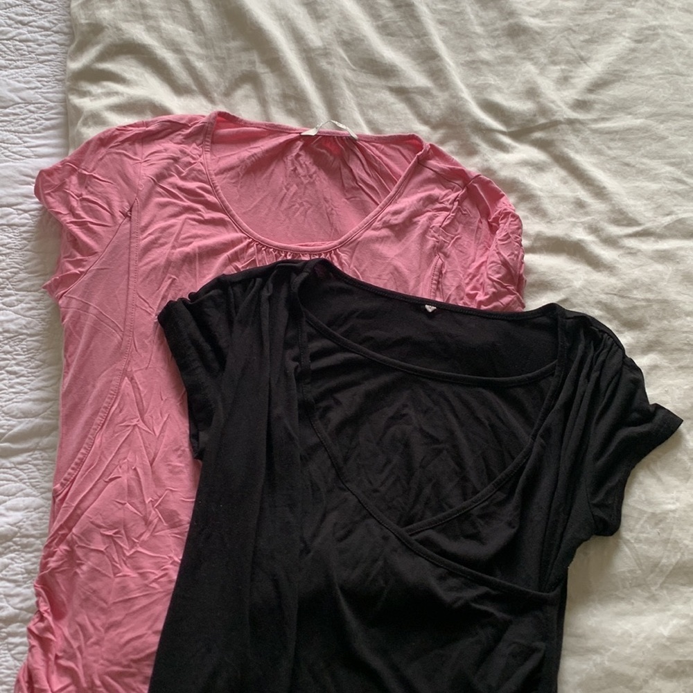 Set of Pink and Black Breastfeeding Nursing Tops